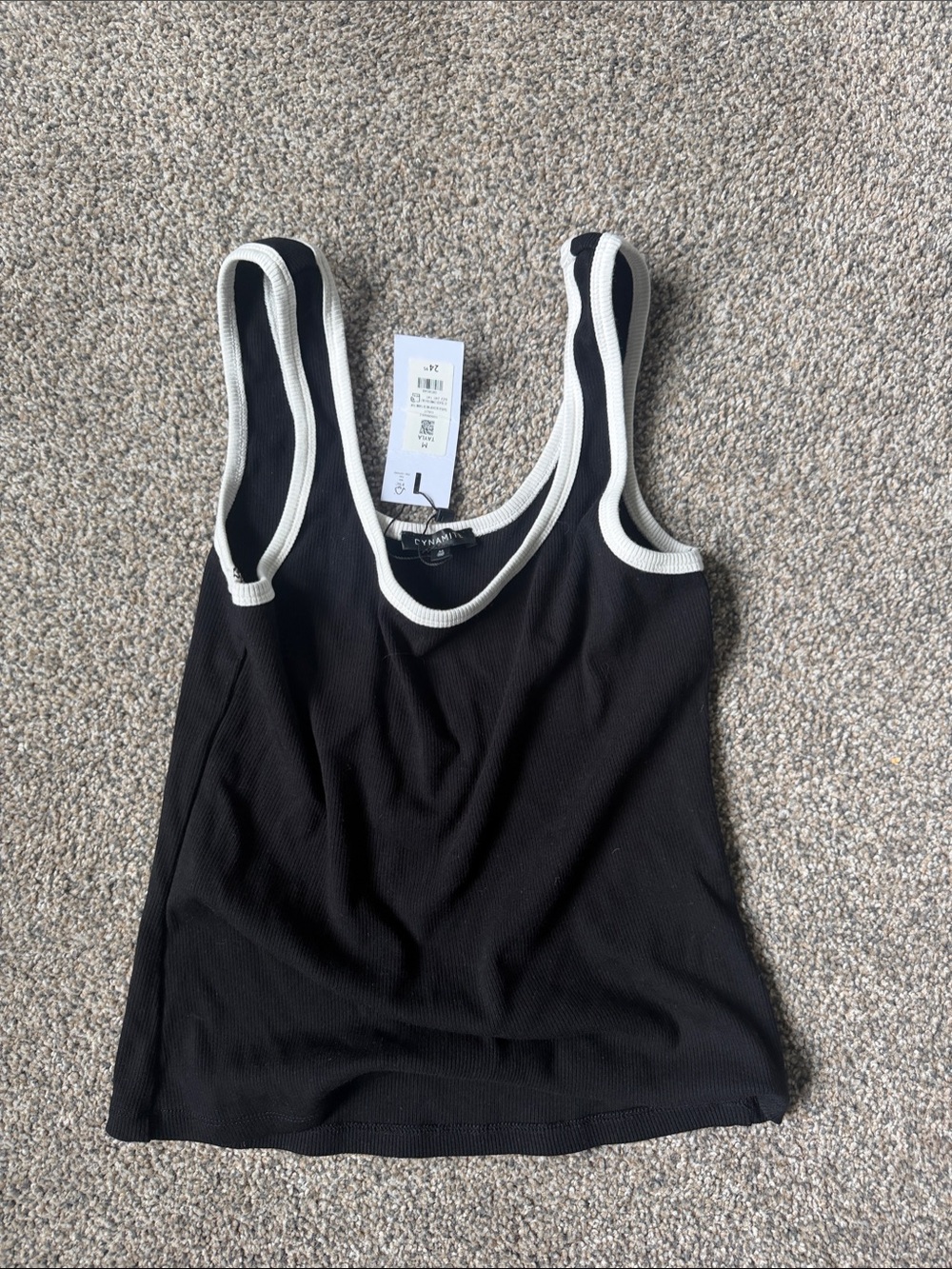 Dynamite Black Tank with White Contrast Trim